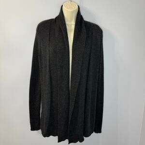Eileen Fisher Open Front Merino Wool Cardigan Lightweight Grey Women's M